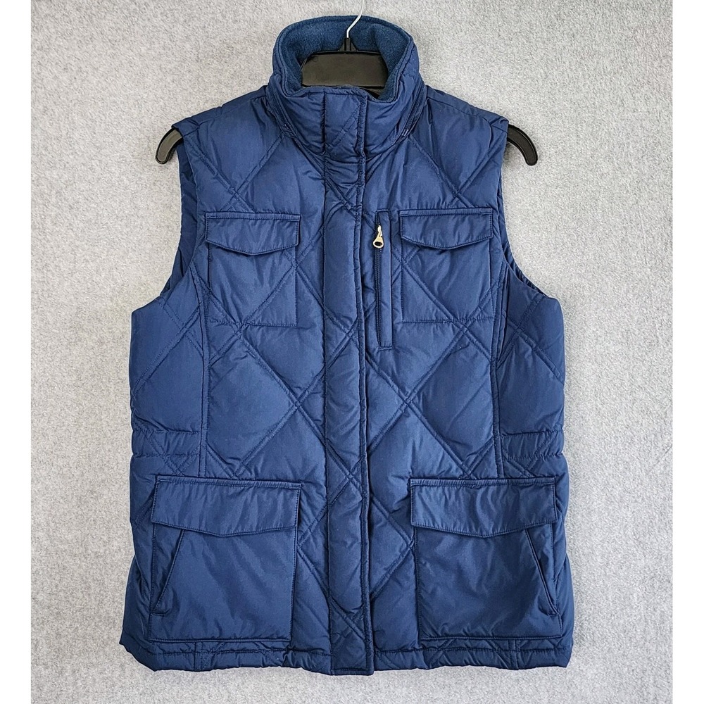 Lands' End Womens Size Small 6-8‎ Navy Goose Down Quilted Vest Pockets Outdoor